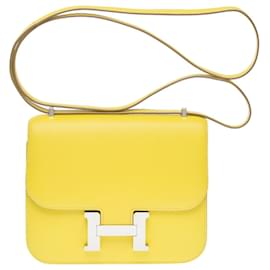 Hermès-Bolso HERMES Constance en cuero amarillo - 101390-Amarillo