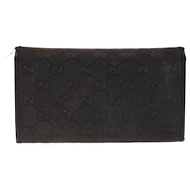 Gucci-GUCCI GG Canvas Long Wallet Black 244946 auth 50818-Black