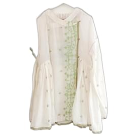 Autre Marque-Pero Handcrafted Embroidered Tunic Shirt-Cream