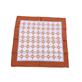 Gucci-Lenço de pescoço de algodão com logotipo vintage GG e bolso quadrado laranja-Laranja
