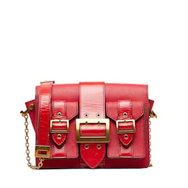 Michael Kors-Berry Glazed Leather Messenger Bag-Red