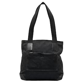 Gucci-Einkaufstasche aus GG-Canvas mit Vordertasche 019 0402-Schwarz