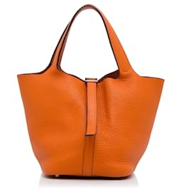 Hermès-Serrure Hermes Orange Clémence Picotin 18-Orange