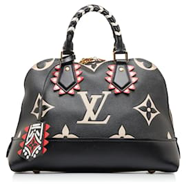 Pre-owned Louis Vuitton Alma Graffiti Leather Handbag In Camel