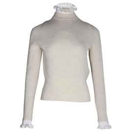 Sandro-Maglione Sandro Miles con colletto e polsini arricciati in lana color crema-Bianco,Crudo