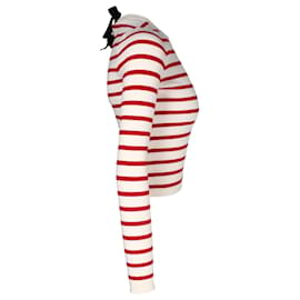 Red Valentino-Red Valentino Striped Ribbed Stretch-Jersey Top in White Viscose-Other
