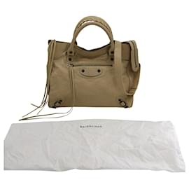 Balenciaga-Balenciaga Sac City Classique en Cuir Beige-Marron,Beige