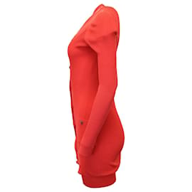 Chanel-Chanel 2Einteiliges Strickkleid und lange Strickjacke aus roter Baumwolle-Rot