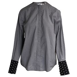 JW Anderson J.W. Camicia Anderson con polsini borchiati e micro-check in cotone bianco e nero Nero