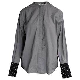 JW Anderson-J.W. Camisa Anderson Micro-check com punhos cravejados em algodão preto e branco-Preto
