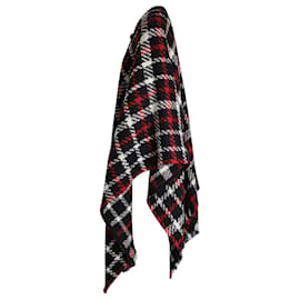 Moschino-Moschino Boutique Tartan Fringe Cape in Multicolor Virgin Wool-Multiple colors