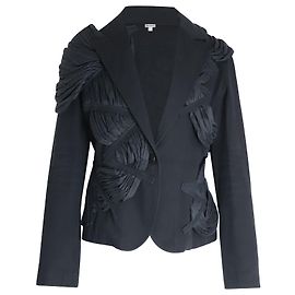 Issey Miyake/S 2003 Blazer plisado drapeado Runway en algodón negro Negro