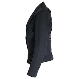 Issey Miyake-Issey Miyake S/S 2003 Drapierter, plissierter Runway-Blazer aus schwarzer Baumwolle-Schwarz