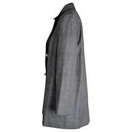 Autre Marque-Mother of Pearl Morgan Prince of Wales Check Double-Breasted Coat in Black and Cream Lyocell-Black