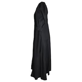 Autre Marque-Vestido midi com detalhes em laço Florence em madrepérola em lyocell preto e algodão-Preto