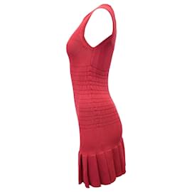 Miu Miu-Miu Miu Knitted Sleeveless Dress in Red Cotton-Red