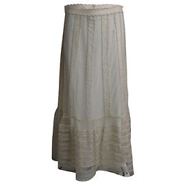 Saia Maxi Valentino Lace Scallop RED em Poliéster Creme Branco Cru