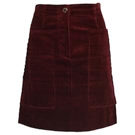 Sandro-Sandro Corduroy Skirt in Burgundy Cotton-Dark red
