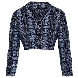 Alaïa Alaia Python Print Cropped Cardigan in Blue Viscose Blue