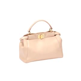 Fendi-Peekaboo Leather Handbag-Brown