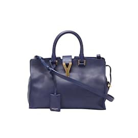 Yves Saint Laurent Cartable en cuir Cabas Chyc Bleu