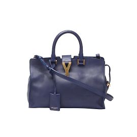 Yves Saint Laurent Bolsa de Couro Cabas Chyc Azul