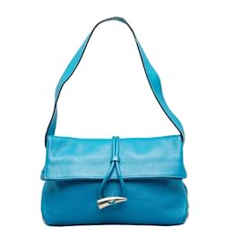 Burberry-Leather Shoulder Bag-Blue