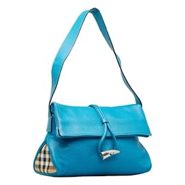Burberry-Leather Shoulder Bag-Blue