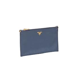 Prada-Saffiano Leather Clutch Bag-Blue