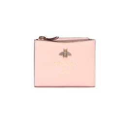 Gucci-Bifold-Kompaktbrieftasche aus Animalier-Leder 498094-Pink