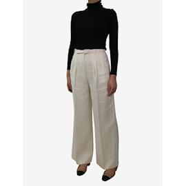 Gabriela Hearst-Cream belted linen trousers - size IT 40-Cream