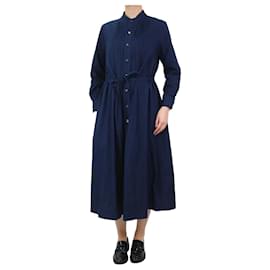 Autre Marque-Blaues Plisseekleid aus Baumwolle – Größe UK 8-Blau