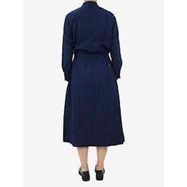 Autre Marque-Blaues Plisseekleid aus Baumwolle – Größe UK 8-Blau