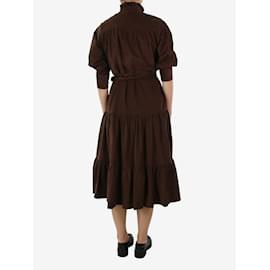 Autre Marque-Brown high-neck corduroy tiered midi dress - size S-Brown