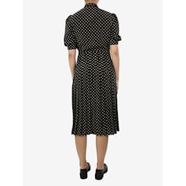 Céline-Black polka-dot silk midi dress - size UK 10-Black