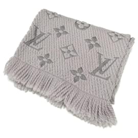 Louis Vuitton-Logomania grey scarf-Grey
