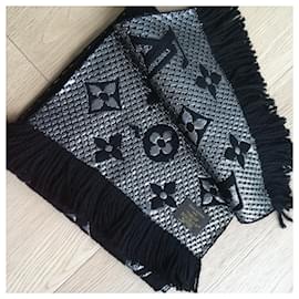 Louis Vuitton-Logomania black shine scarf-Black