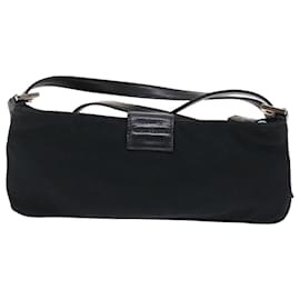 Fendi-Bolsa de ombro FENDI Mamma Baguette Nylon preta autêntica 50144-Preto