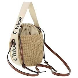 Chloé-Chloe Small Woody Shoulder Bag straw Beige 03-21-68-65 auth 49911-Beige