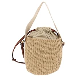 Chloé-Chloe Small Woody Bolso de hombro paja Beige 03-21-68-65 autenticación 49911-Beige