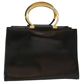 Céline-CELINE Hand Bag Leather Black Auth 50187-Black