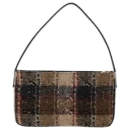 Burberry-BURBERRY Nova Check Hand Bag Wool Beige Auth 49934-Beige