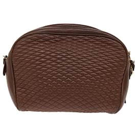 Bally-BALLY Quilted Chain Shoulder Bag Leather Brown Auth ep1276-Brown