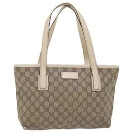 Gucci-GUCCI GG Canvas Hand Bag PVC Leather Beige 211133 auth 49611-Beige