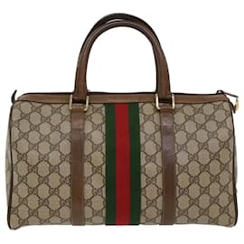 Gucci-GUCCI GG Canvas Web Sherry Line Hand Bag Beige Red Green 012.3842.58 Auth ki3250-Red,Beige,Green
