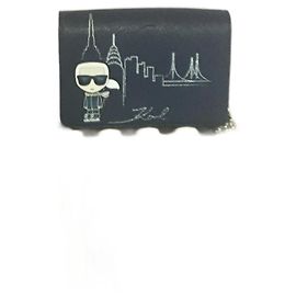 Karl Lagerfeld Navy Blue Handbag with Silver Relief Patterns Navy blue