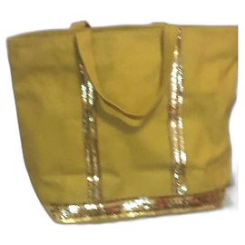 Cabas Vanessa Bruno en toile de coton jaune Jaune
