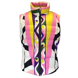 Emilio Pucci Multicolored Quilted Pucci Printed Full Zip Puffer Ski Vest Multiple colors