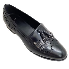 Céline Mocassini Abingdon in pelle lucida nera Celine con borchie Nero