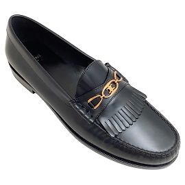 Céline Mocassini Kilted Celine in pelle nera Maillone Triomphe Nero
